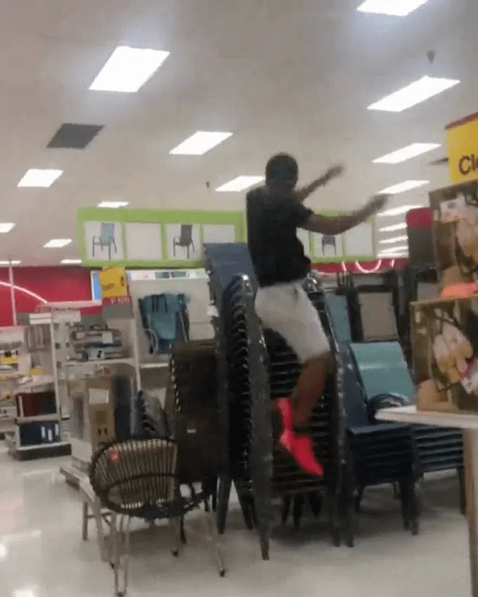 Watch This Guy Jump Into a 6 Foot Chair In Target