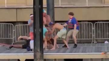 massive brawl, Alabama riverfront dock