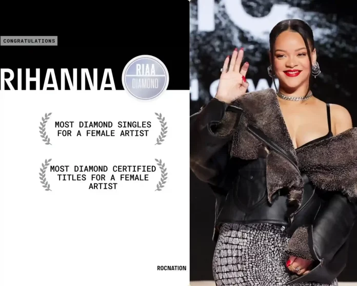 Rihanna most Diamond singles female artist