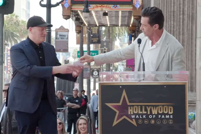 Hugh Jackman gives Kevin Feige giftcard