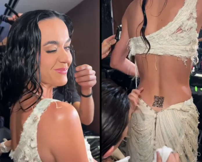 Katy Perry QR code tattoo VMAs behind the scenes