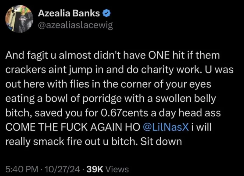 Lil Nas X supports Azealia Banks Twitter updates