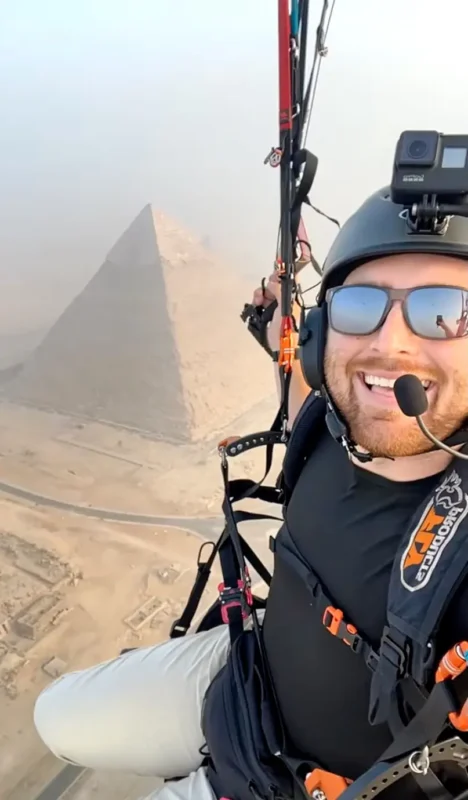 paramotor pilot Marshall Mosher found the dog that climbed the Great Pyramid