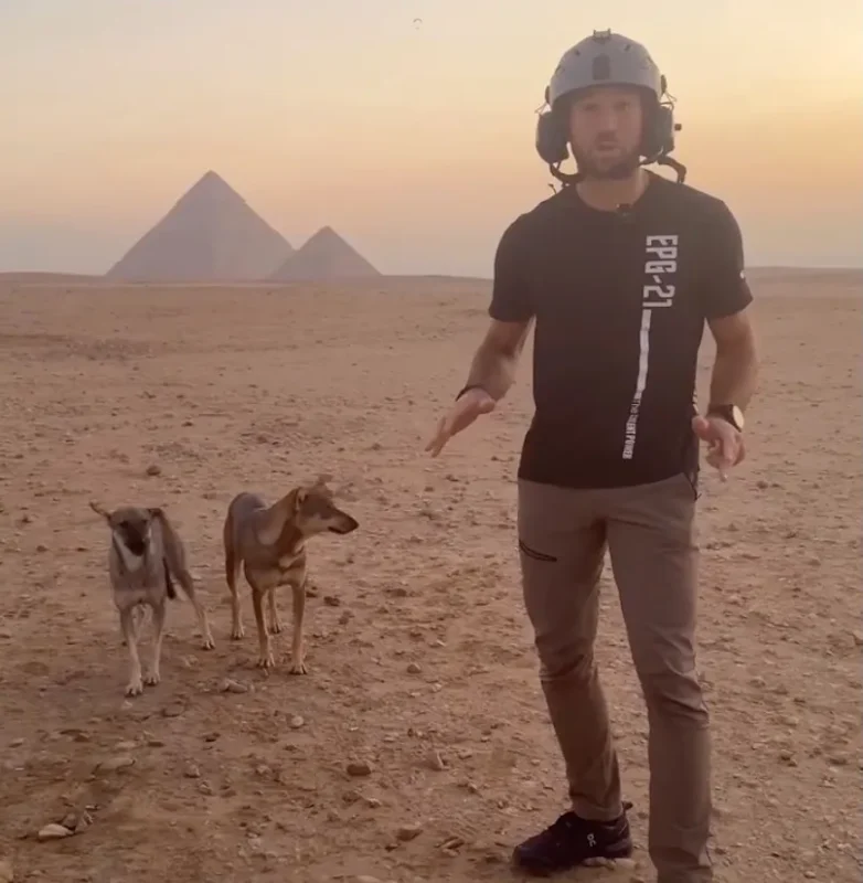 dog climbs Great Pyramid viral video